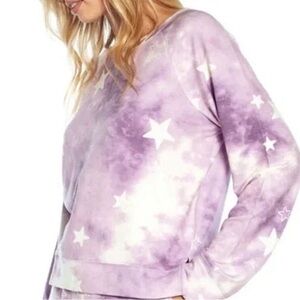 Wildfox tie dye stars lounge top oversized comfy cozy celestial youthful NWT XL